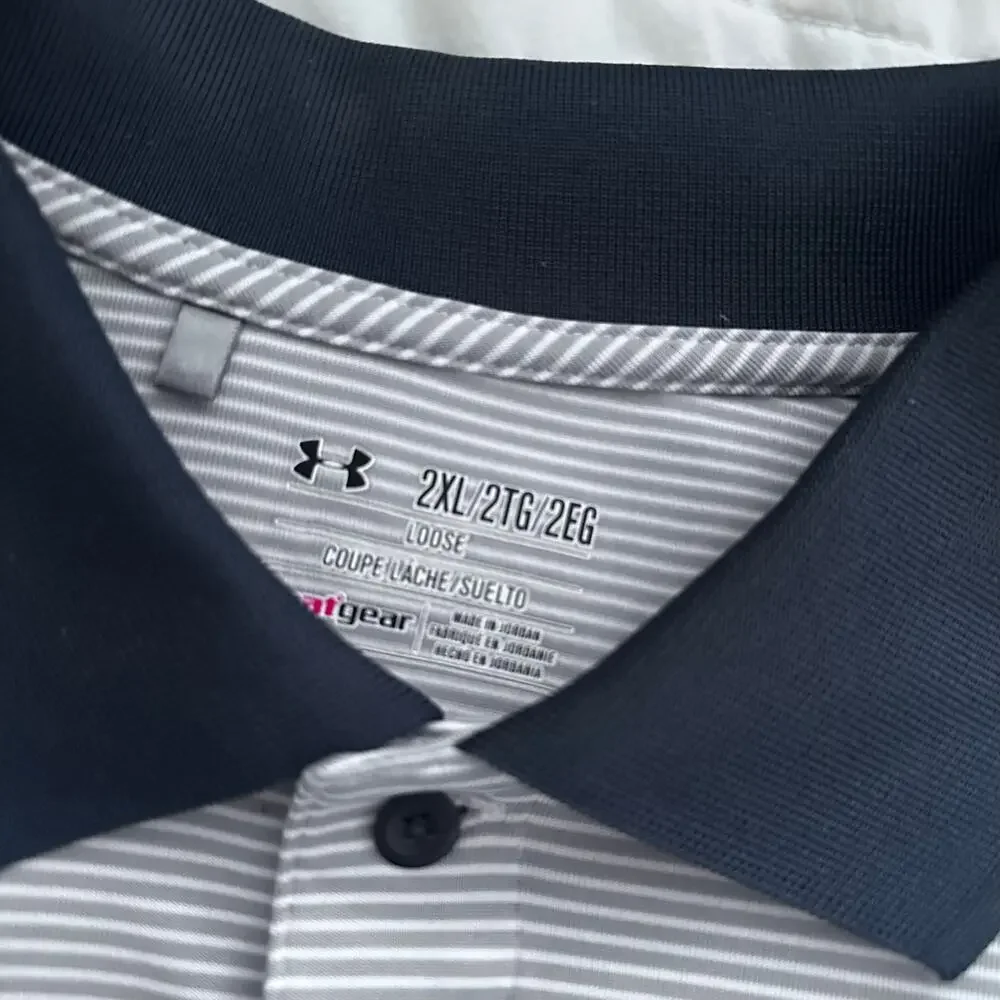 Under Armour Men's Playoff Polo Shirt - XXL - Blue Stripe
